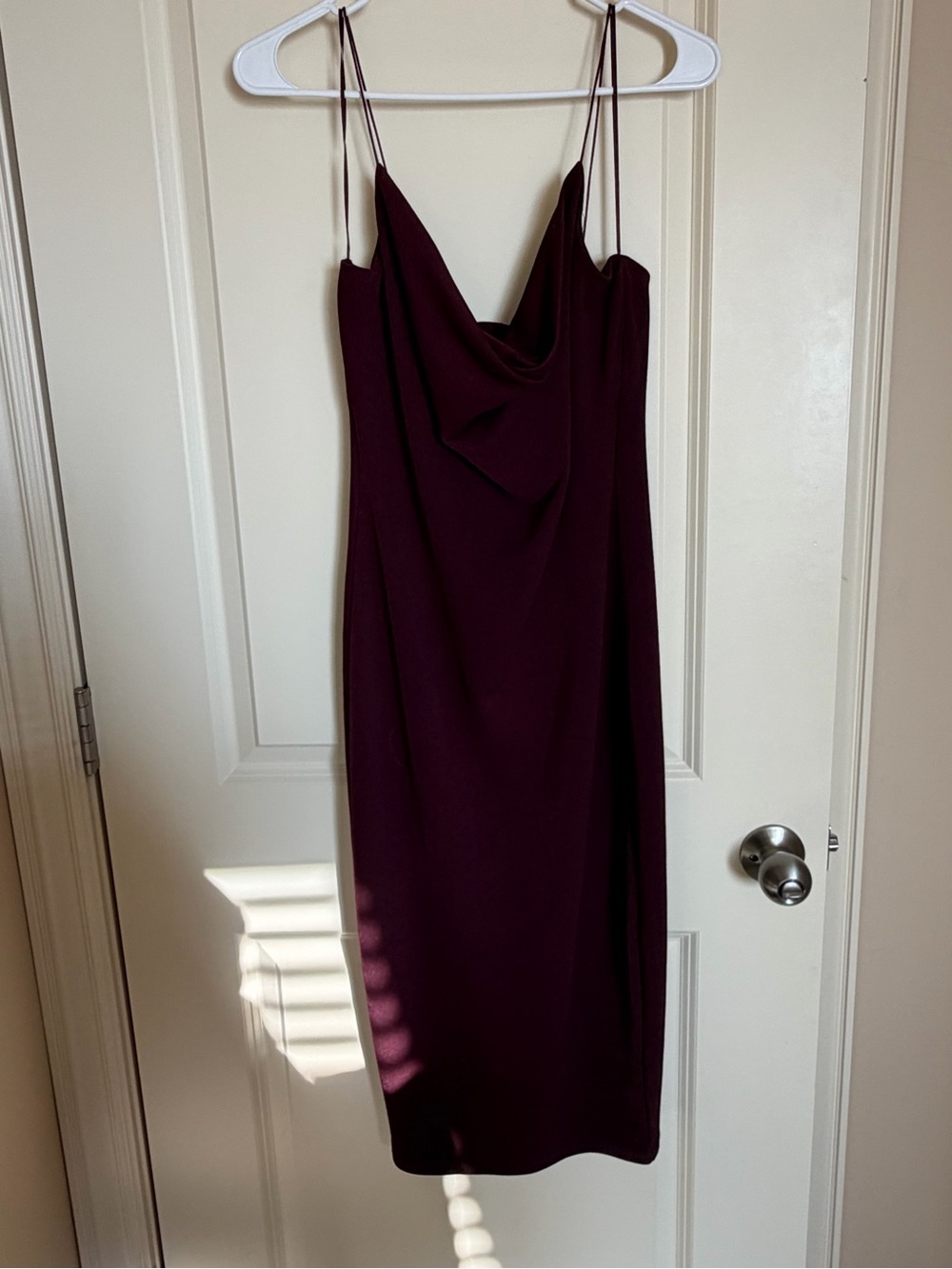Fashion Nova Burgundy Cowl Neck Spaghetti Strap Midi Dress